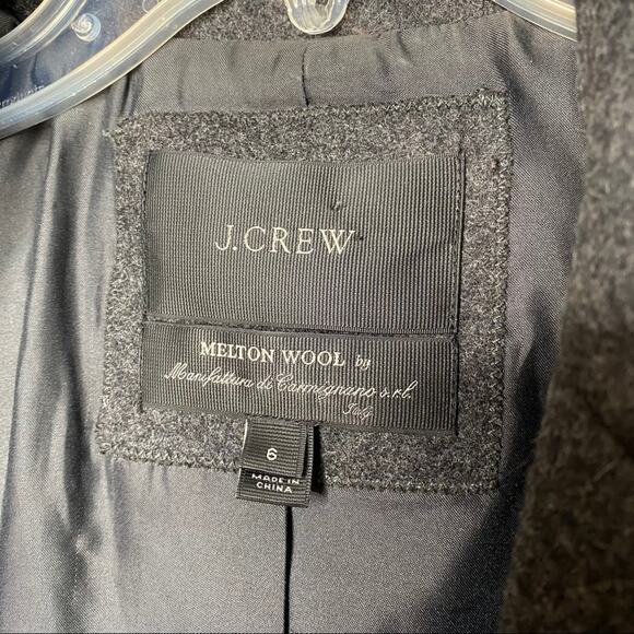 J. Crew Melton Wool Peacoat Gray Short Winter Jacket Double Breasted Coat - Picture 3 of 10